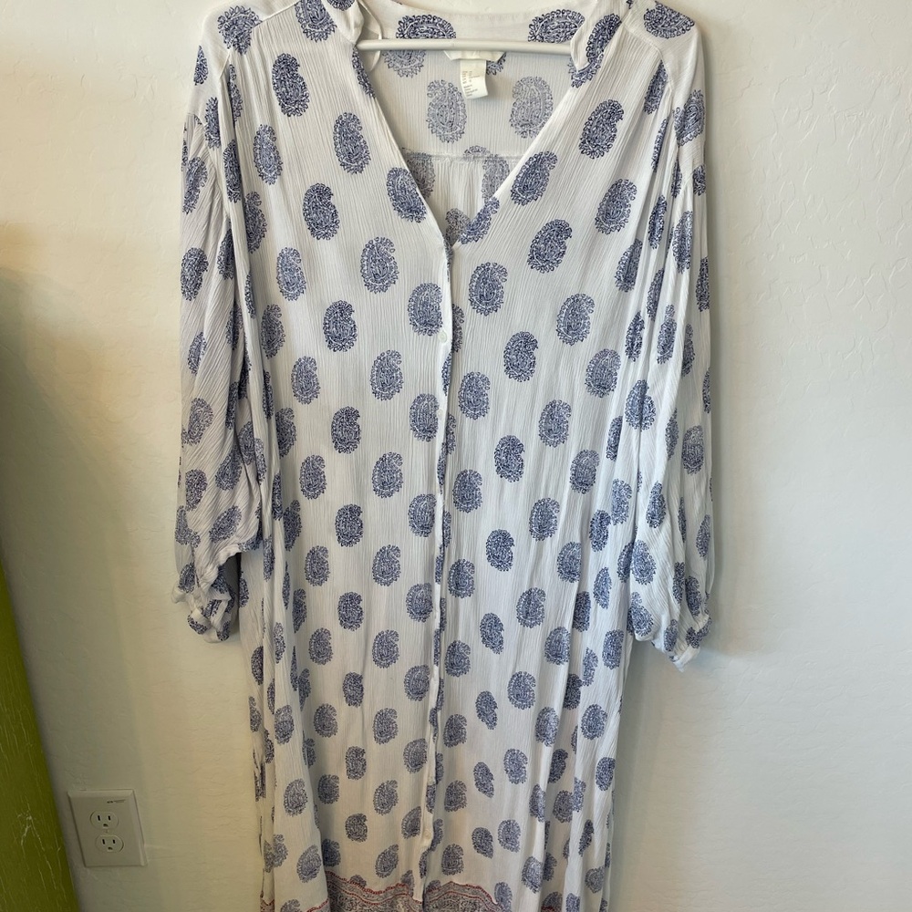 H&M Navy and White Paisley Dress